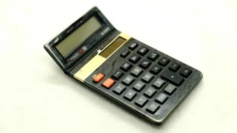 Calculator isolated on white background, device for calculating the numbers Stock Photos