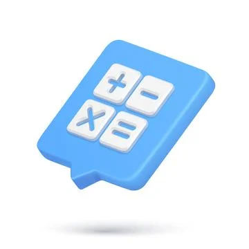 Calculator keyboard elements for counting amount balance 3d icon realistic ve Illustrazione stock