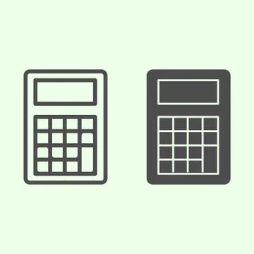 Calculator line and solid icon. Math school equipment for calculating outline 스톡 일러스트