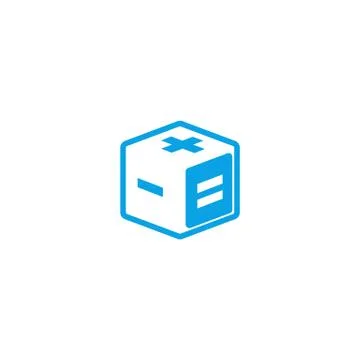 Calculator logo creative mathematics app isometric logotype, 3d cube geometri Stock Illustration