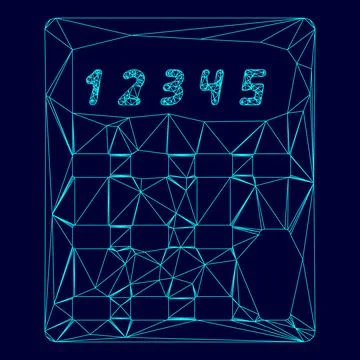 Calculator low poly triangulation triangulated polygonal electric cyan blue v Stock Illustration