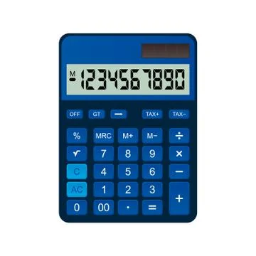 Calculator is made of blue plastic. Stock Illustration