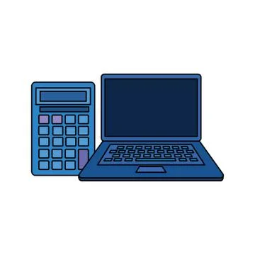 Calculator math and laptop devices Illustrazione stock