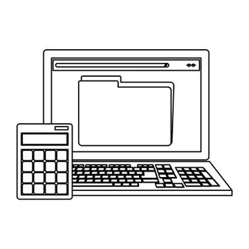 Calculator math device black and white Illustrazione stock