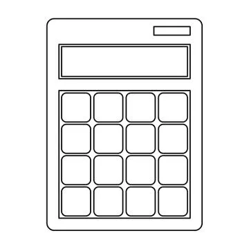 Calculator math device black and white Illustrazione stock