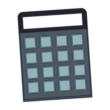Calculator math device cartoon blue lines Illustrazione stock