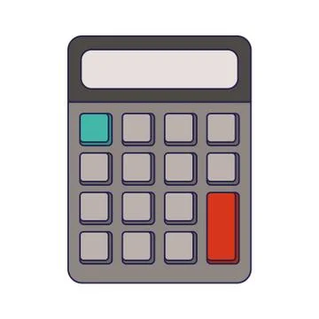 Calculator math device isolated blue lines Illustrazione stock
