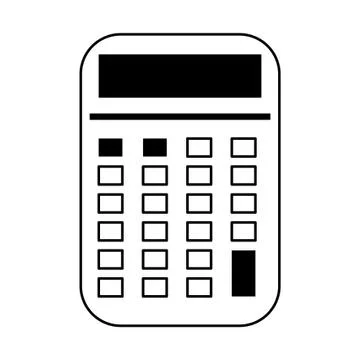 Calculator math device isolated cartoon in black and white イラスト素材