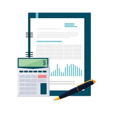 Calculator math with documents Stock Illustration
