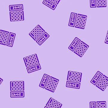 Calculator math education glyph vector seamless pattern Stock Illustration