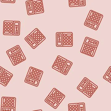 Calculator math education line vector seamless pattern 스톡 일러스트