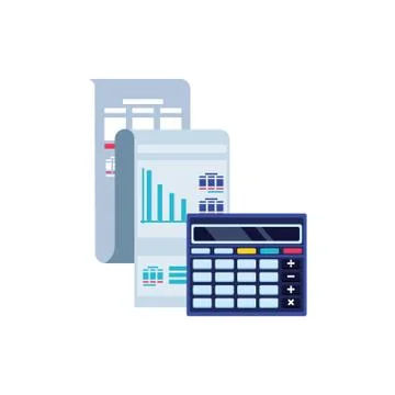 Calculator math finance with document Stock Illustration