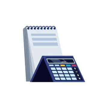 Calculator math finance with notepad Illustrazione stock