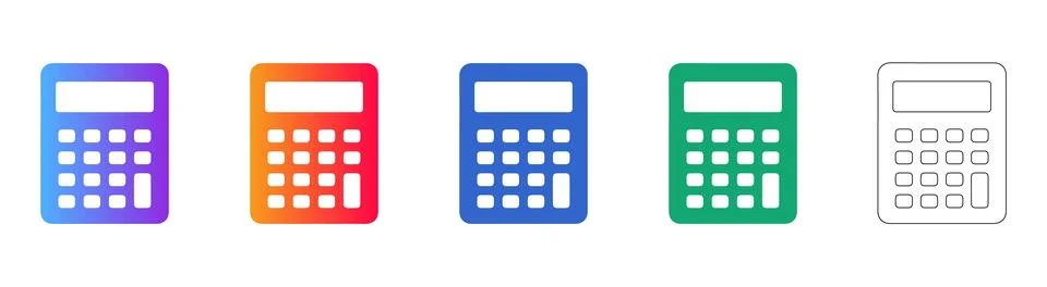 Calculator Math Icons Set Stock Illustration