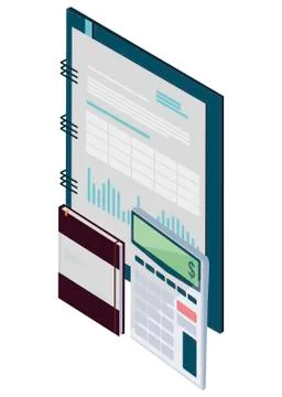 Calculator math with notepad Illustrazione stock