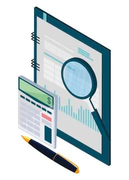 Calculator math with notepad Illustrazione stock