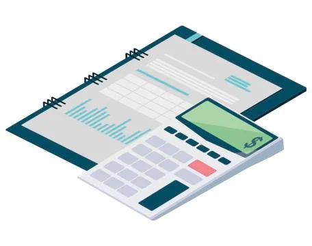 Calculator math with notepad Illustrazione stock