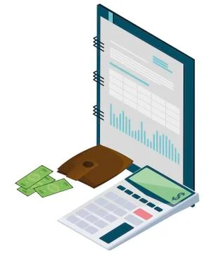 Calculator math with notepad Illustrazione stock