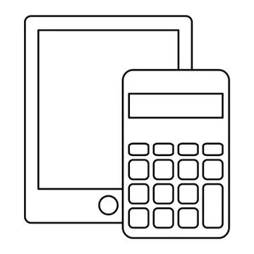 Calculator math with tablet Illustrazione stock