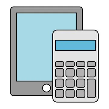 Calculator math with tablet Illustrazione stock
