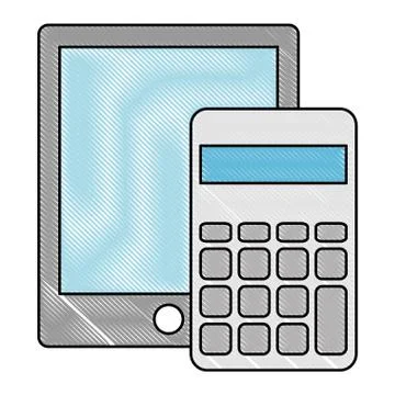 Calculator math with tablet Illustrazione stock