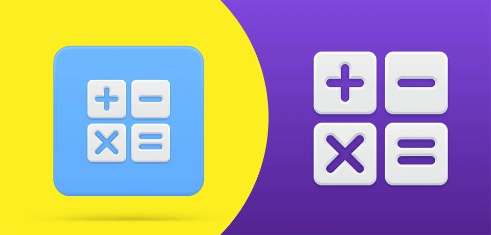 Calculator mathematic simple 3d icon button set vector illustration. Counti.. Illustrazione stock