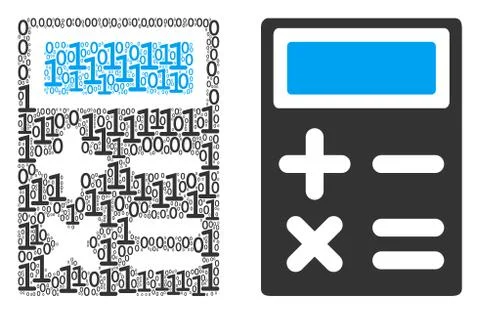 Calculator Mosaic of Binary Digits Stock Illustration