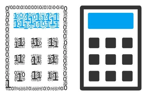 Calculator Mosaic of Binary Digits Stock Illustration