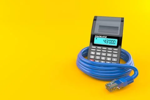 Calculator with network cable 库存插图