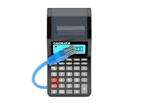 Calculator with network cable Stock Illustration
