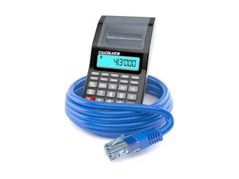 Calculator with network cable Stock Illustration