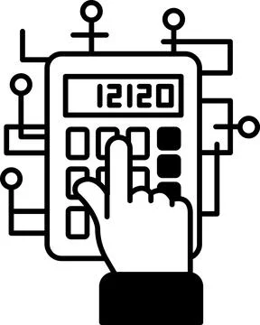 A calculator with the numbers 12120 on it Illustrazione stock