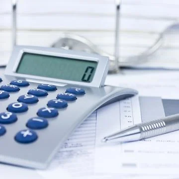 Calculator in the office Foto stock