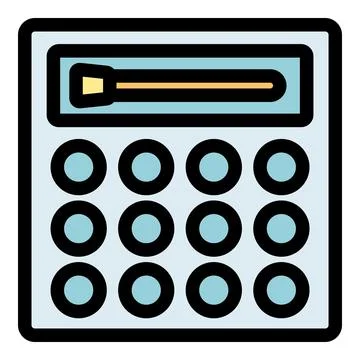 Calculator performing calculations with twelve buttons and display showing .. Stock Illustration