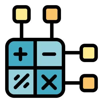 Calculator performing mathematical operations with connected nodes Stock Illustration