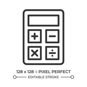 Calculator pixel perfect line icon Stock Illustration