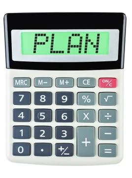 Calculator with PLAN Foto stock