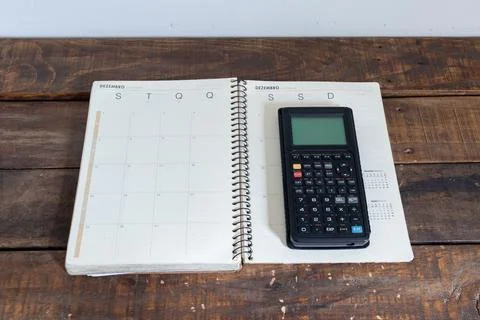 A calculator on a planner Stock Photos