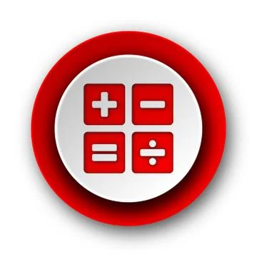 Calculator red modern web icon on white background. Illustrazione stock