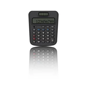 Calculator reflection on white background Stock Illustration