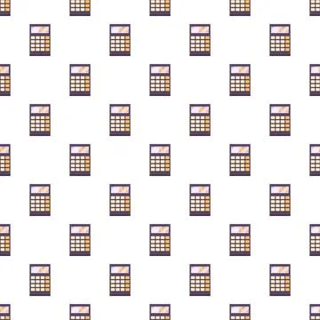 Calculator repeating pattern on white background Illustrazione stock