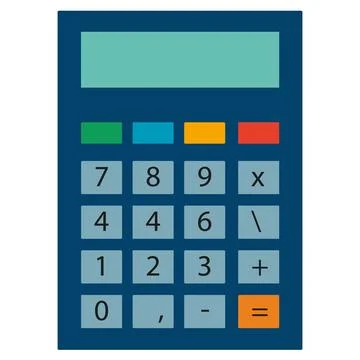 Calculator Resting on a Flat Surface With Buttons for Numbers and Symbols Stock Illustration