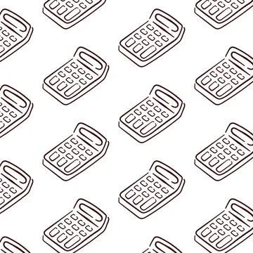 Calculator seamless pattern in line art style. Outline accounting symbol Stock Illustration