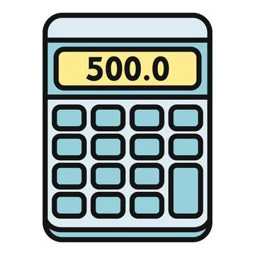 Calculator showing 500.0 on screen calculating finance Stock Illustration