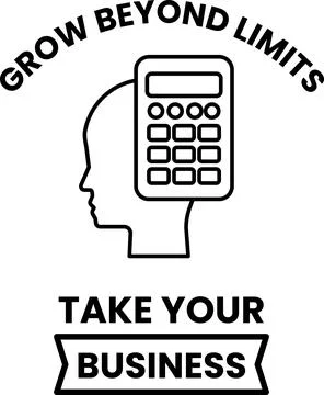 A calculator is shown with a head on it Stock Illustration