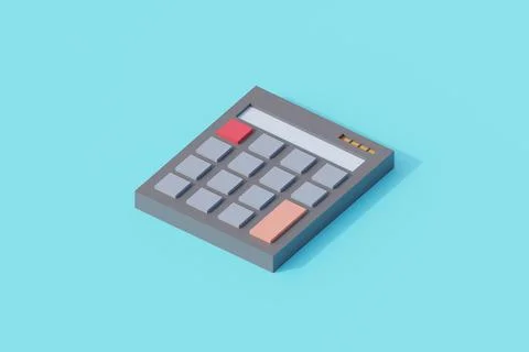 Calculator single isolated object. 3d render illustration with isometric イラスト素材