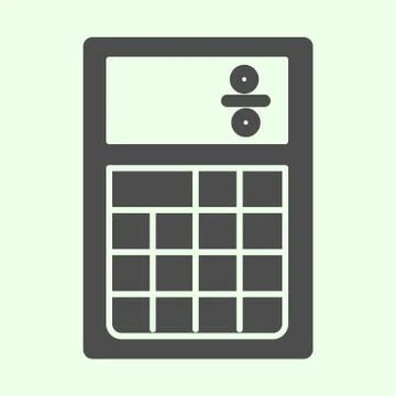 Calculator solid icon. Office calculating machine glyph style pictogram on white Stock Illustration