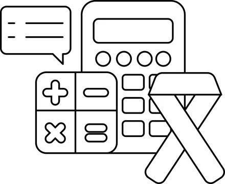 A calculator with a speech bubble next to it Illustrazione stock