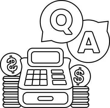 A calculator with a stack of coins on top of it Stock Illustration