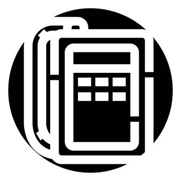 Calculator with stack of documents icon for accounting and finance Stock Illustration